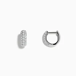 Earrings|Effy Jewelry Pave Classica 14k White Gold Diamond Huggie Earrings
