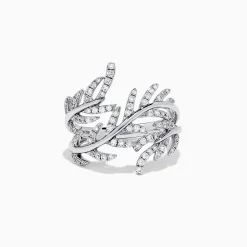 Rings|Effy Jewelry Pave Classica 14K White Gold Diamond Wrapped Leaf Ring, 0.62 TCW