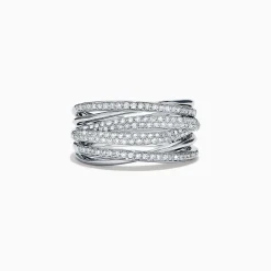 Rings|Effy Jewelry Pave Classica 14K White Gold Diamond Crossover Ring, 0.54 TCW