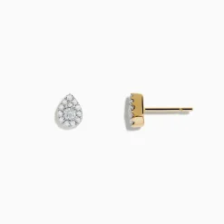 Earrings|Effy Jewelry Pave Classica 14K Yellow Gold Pave Diamond Pear Shaped Stud Earrings