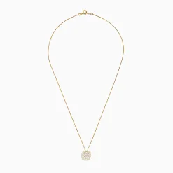 Necklaces & Pendants|Effy Jewelry Pave Classica 14K Yellow Gold Square Diamond Pendant 0.98 TCW