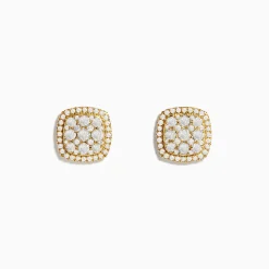 Earrings|Effy Jewelry Pave Classica 14K Yellow Gold Square Diamond Stud Earrings 0.97 TCW