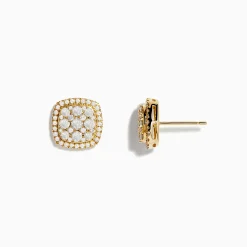 Earrings|Effy Jewelry Pave Classica 14K Yellow Gold Square Diamond Stud Earrings 0.97 TCW
