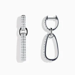 Earrings|Effy Jewelry Pave 14K White Gold Diamond Interlocking Hoop Earrings