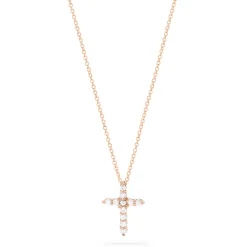 Necklaces & Pendants|Effy Jewelry Pave Rose 14K Gold Diamond Cross Pendant, 0.22 TCW
