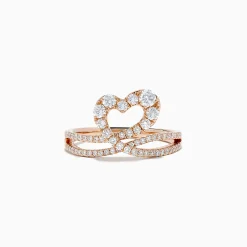 Rings|BH Multi Pave Rose 14K Gold Diamond Heart Ring, 0.66 TCW