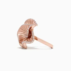 Rings|Effy Jewelry Pave Rose 14K Rose Gold Diamond Flower Ring, 0.90 TCW