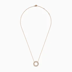 Necklaces & Pendants|Effy Jewelry Pave Rose 14K Rose Gold Diamond Circle Necklace