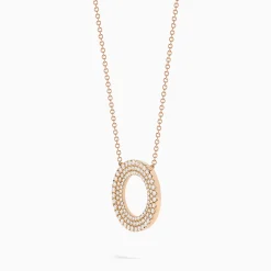 Necklaces & Pendants|Effy Jewelry Pave Rose 14K Rose Gold Diamond Circle Necklace