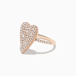 Rings|Effy Jewelry Pave Rose 14K Rose Gold Diamond Heart Ring