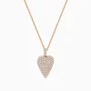 Necklaces & Pendants|Effy Jewelry Pave Rose 14K Rose Gold Diamond Heart Pendant