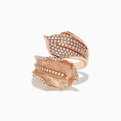Rings|Effy Jewelry Pave Rose 14k Rose Gold Diamond Leaf Ring