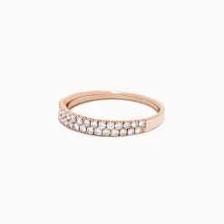 Rings|Effy Jewelry Pave Rose 14K Rose Gold Two Row Pave Diamond Band, 0.37 TCW
