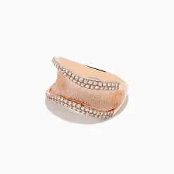 Rings|Effy Jewelry Pave Rose 14k Textured Rose Gold Diamond Ring