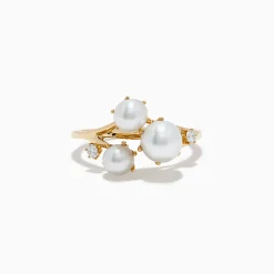Rings|Effy Jewelry Pearl 14K Yellow Gold Diamond and Pearl Cluster Ring