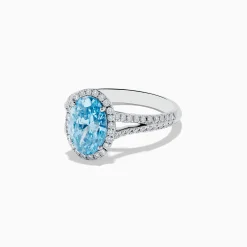 Rings|Effy Jewelry Reverie 14K White Gold Lab Grown Blue and White Diamond Ring