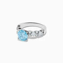 Rings|Effy Jewelry Reverie 14K White Gold Lab Grown Blue and White Diamond Ring