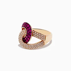 Rings|Effy Jewelry Rosa 14K Rose Gold Ruby and Diamond Intertwined Ring, 1.15 TCW