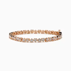 Bracelets|Effy Jewelry Rose Plated Sterling Silver Diamond Hearts Tennis Bracelet
