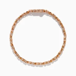 Bracelets|Effy Jewelry Rose Plated Sterling Silver Diamond Hearts Tennis Bracelet