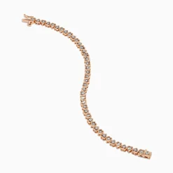 Bracelets|Effy Jewelry Rose Plated Sterling Silver Diamond Hearts Tennis Bracelet