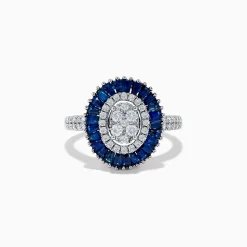 Rings|Effy Jewelry Royal Bleu 14K White Gold Sapphire and Diamond Ring