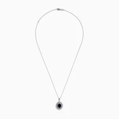 Necklaces & Pendants|Effy Jewelry Royal Bleu 14K White Gold Sapphire u0026 Diamond Halo Pendant