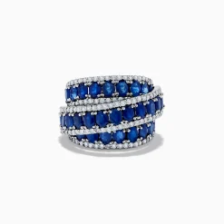 Rings|Effy Jewelry Royal Bleu 14K White Gold Sapphire and Diamond Ring
