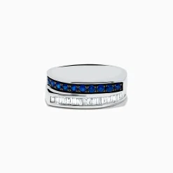 Rings|Effy Jewelry Royal Bleu 14K White Gold Sapphire and Diamond Band Ring