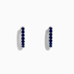 Earrings|Effy Jewelry Royale Bleu 14 Karat White Gold Blue Sapphire Huggie Hoop Earrings