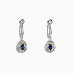 Earrings|BH Multi Royale Bleu 14K Two Tone Gold Sapphire and Diamond Earrings, 0.93 TCW