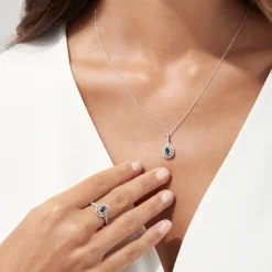 Necklaces & Pendants|BH Multi Royale Bleu 14K Two Tone Gold Sapphire and Diamond Pendant, 0.38 TCW