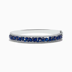 Bracelets|Effy Jewelry Royale Bleu 14K White Gold Blue Sapphire and Diamond Bangle