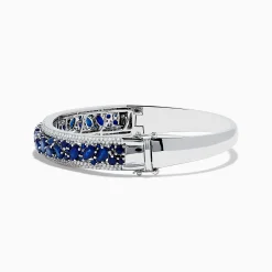 Bracelets|Effy Jewelry Royale Bleu 14K White Gold Blue Sapphire and Diamond Bangle