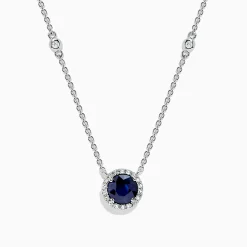 Necklaces & Pendants|BH Multi Royale Bleu 14K White Gold Sapphire and Diamond Necklace, 1.11 TCW