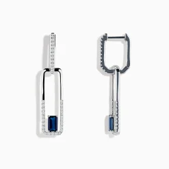 Earrings|Effy Jewelry Royale Bleu 14K White Gold Sapphire and Diamond Drop Earrings