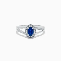 Rings|Effy Jewelry Royale Bleu 14K White Gold Sapphire and Diamond Ring, 0.70 TCW