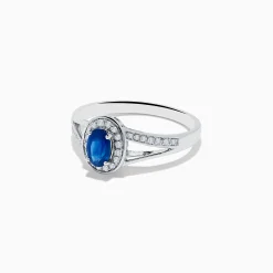 Rings|Effy Jewelry Royale Bleu 14K White Gold Sapphire and Diamond Ring, 0.70 TCW