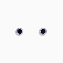 Earrings|Effy Jewelry Royale Bleu 14K White Gold Sapphire u0026 Diamond Stud Earrings, 0.47 TCW