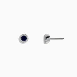 Earrings|Effy Jewelry Royale Bleu 14K White Gold Sapphire u0026 Diamond Stud Earrings, 0.47 TCW