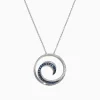 Necklaces & Pendants|Effy Jewelry Royale Bleu 14K White Gold Sapphire u0026 Diamond Wave Pendant, 0.49 TCW