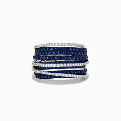 Rings|BH Multi Royale Bleu 14K White Gold Blue Sapphire and Diamond Crossover Ring