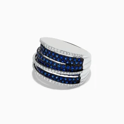 Rings|BH Multi Royale Bleu 14K White Gold Blue Sapphire and Diamond Crossover Ring