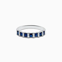 Rings|Effy Jewelry Royale Bleu 14K White Gold Sapphire and Diamond Ring, 0.95 TCW