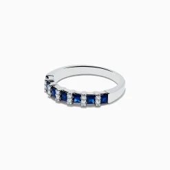Rings|Effy Jewelry Royale Bleu 14K White Gold Sapphire and Diamond Ring, 0.95 TCW