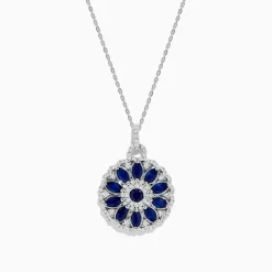 Necklaces & Pendants|Effy Jewelry Royale Bleu 14K White Gold Sapphire and Diamond Pendant
