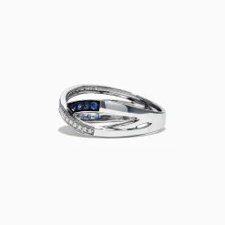 Rings|Effy Jewelry Royale Bleu 14K White Gold Blue Sapphire and Diamond Ring, 0.39 TCW