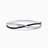 Bracelets|Effy Jewelry Royale Bleu 14K White Gold Blue Sapphire and Diamond Crossover Bangle