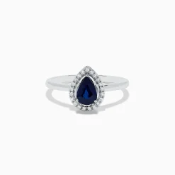 Rings|BH Multi Royale Bleu 14K White Gold Sapphire and Diamond Pear Shaped Ring