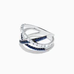 Rings|Effy Jewelry Royale Bleu 14K White Gold Blue Sapphire and Diamond Crossover Ring